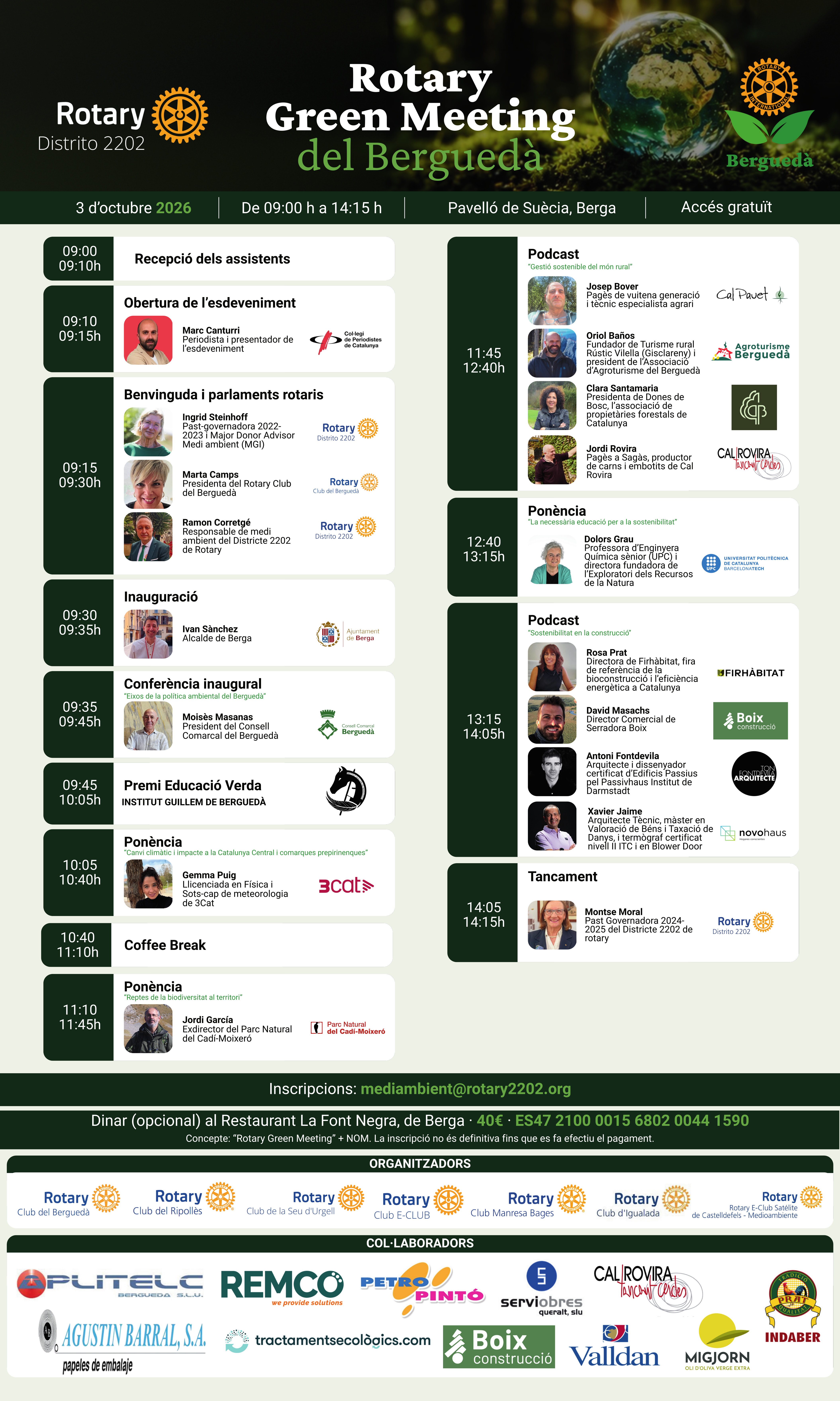 Rotary Green Meeting Bergued&agrave;: Jornada sobre canvi clim&agrave;tic i gesti&oacute; sostenible del territori