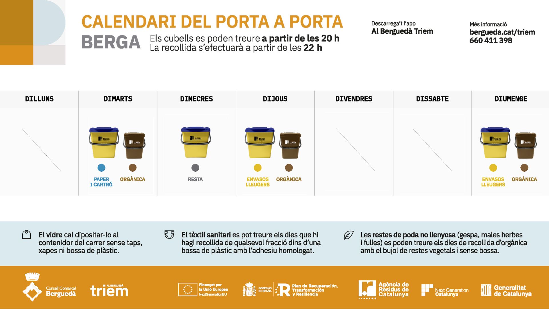 Calendari 2026 - Recollida porta a porta a Berga 