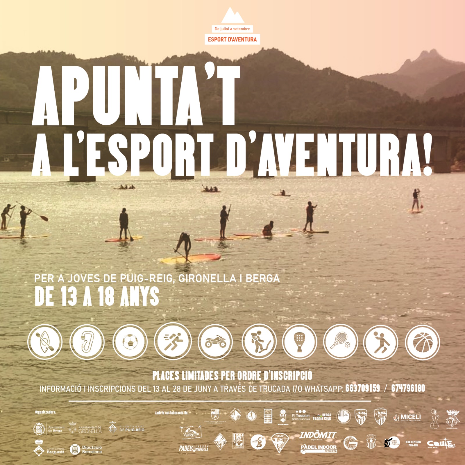 Els joves de tretze anys també podran participar en el programa "Apunta't a l'Esport d'Aventura" per gaudir d'activitats esportives aquest estiu a Berga, Gironella i Puig-reig