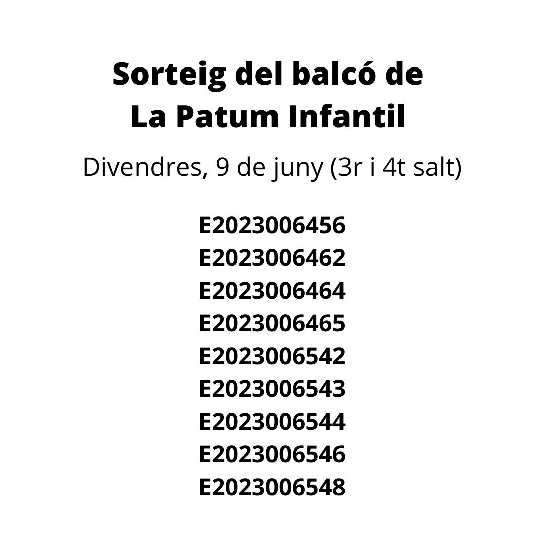 Resultat del sorteig d'accés al balcó consistorial de La Patum Infantil completa (3r i 4t salt)