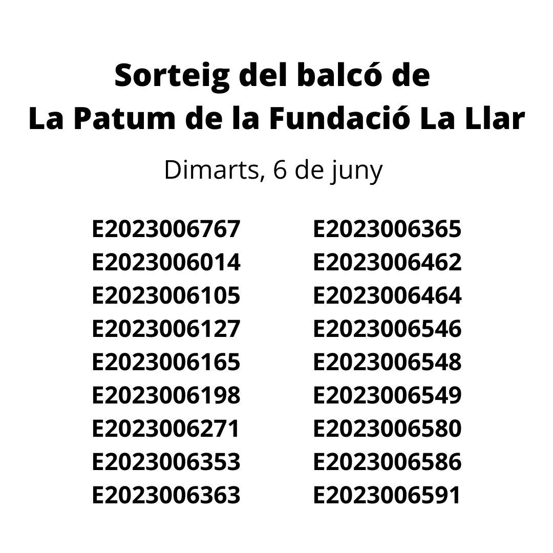 Resultat del sorteig d'accés al balcó consistorial de La Patum de la Fundació La Llar (dimarts 6 de juny)