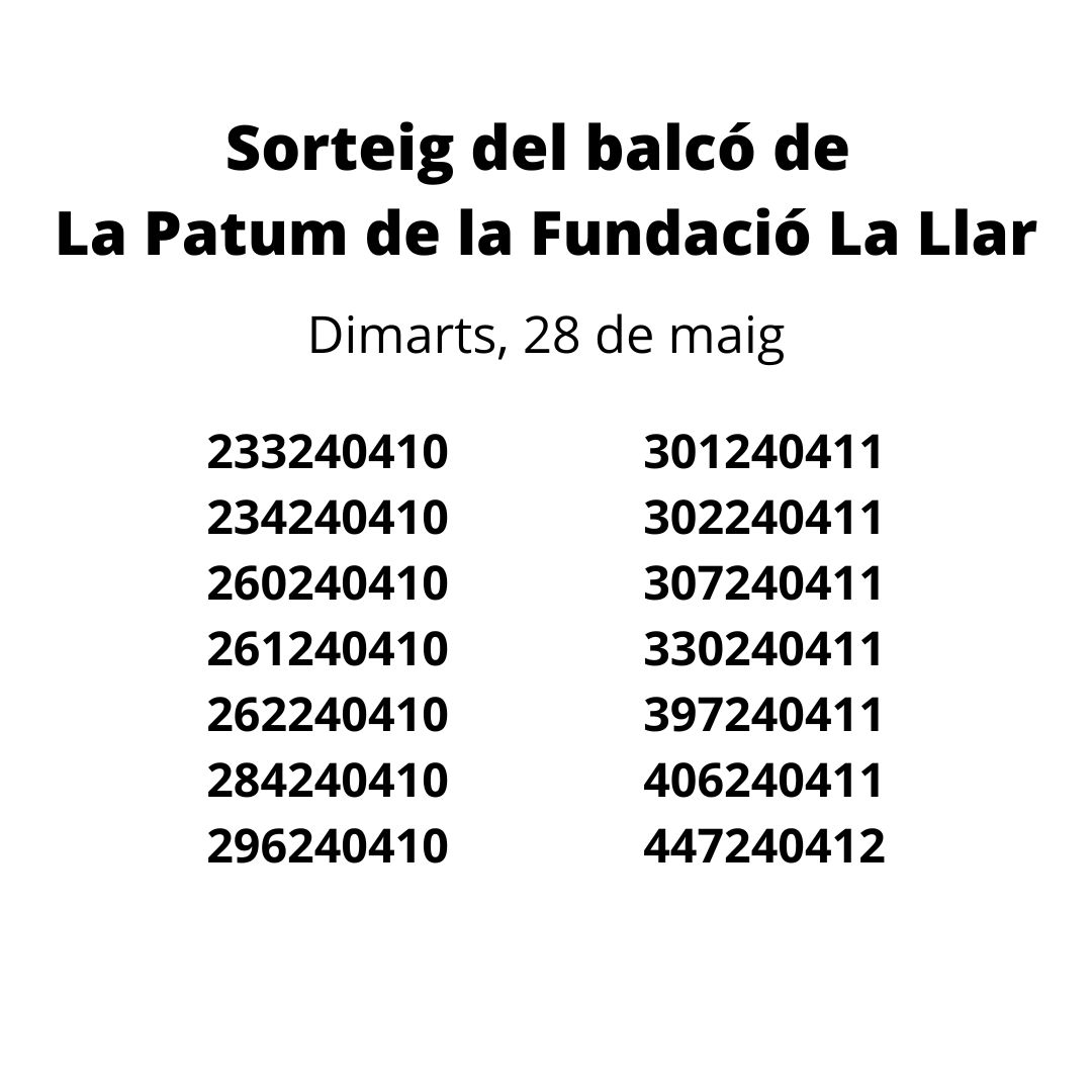 Resultat del sorteig d'accés al balcó consistorial de La Patum de la Fundació La Llar
