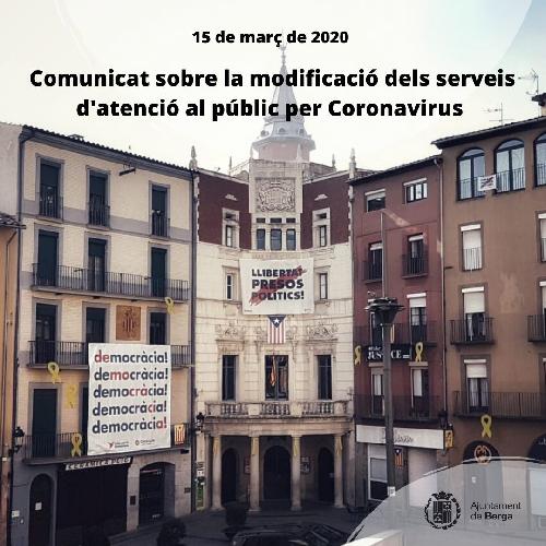 L'Ajuntament de Berga prioritza l'atenció telefònica i la tramitació telemàtica dels serveis municipals pel Coronavirus 